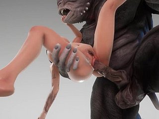 Cô gái dễ thương bạn tình với clothes-brush quái vật lớn quái vật quái vật 3D khiêu dâm cuộc sống hoang dã