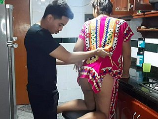Tasting my stepmother's rich pussy in be passed on kitchen