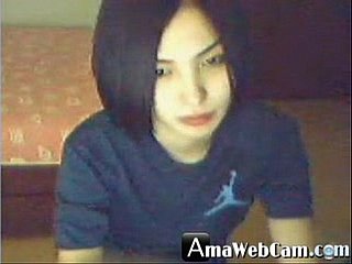 Entertaining Korean girl, horny on webcam